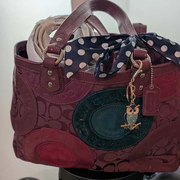 Coach Magenta Purple /Teal Signature Tote Patchwork Vintage RARE - Picture 2 of 11